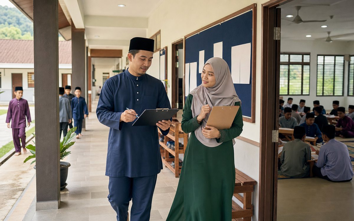 Penyelaras tahfiz memeriksa kemudahan dan hal ehwal pelajar